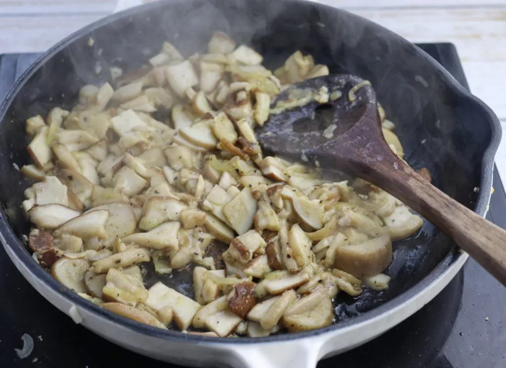 step 5: stir fried porcini prepared to top the pizza