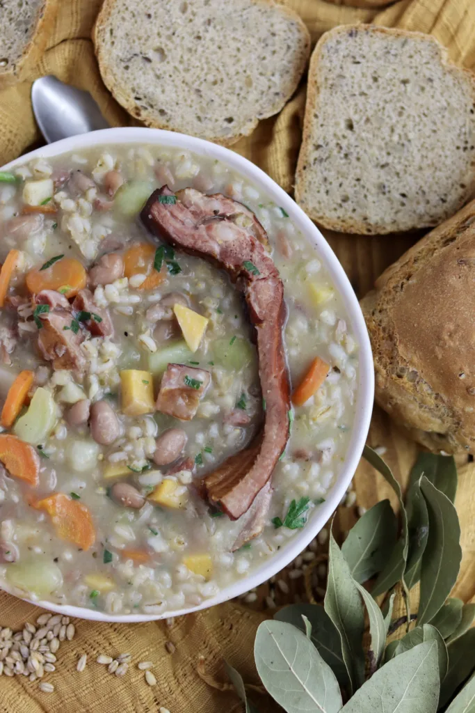 ricet in a bowl served with fresh homemade bread 