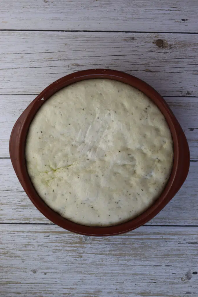 how the dough looks when it's ready to make the focaccia