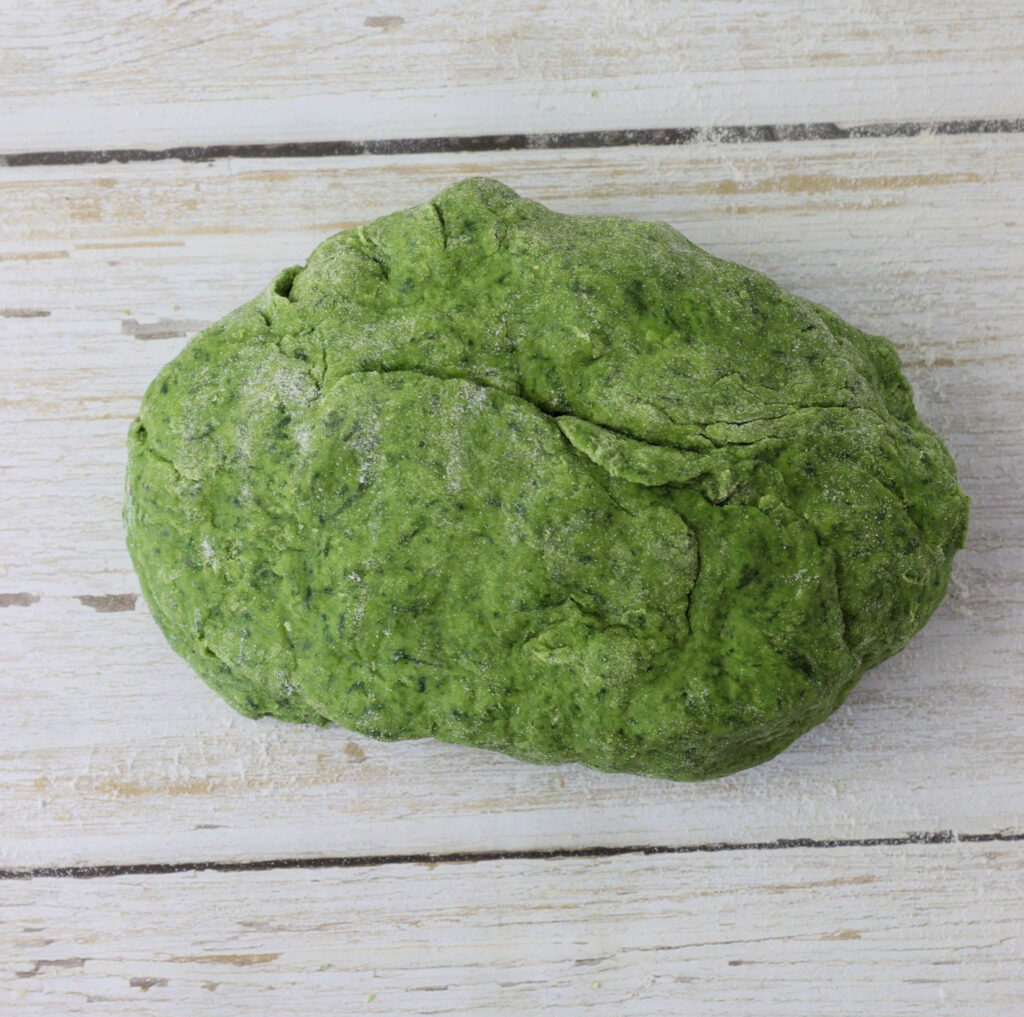 green pasta dough ball 