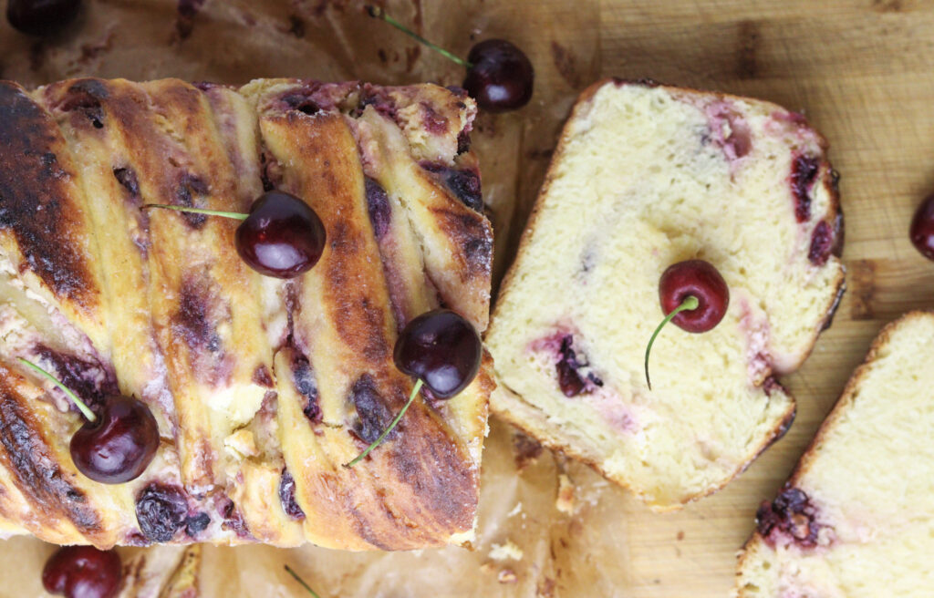 IMAGE OF BAKED CHERRY CHEESE BABKA