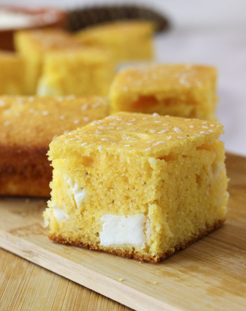 image of baked polenta bread pieces