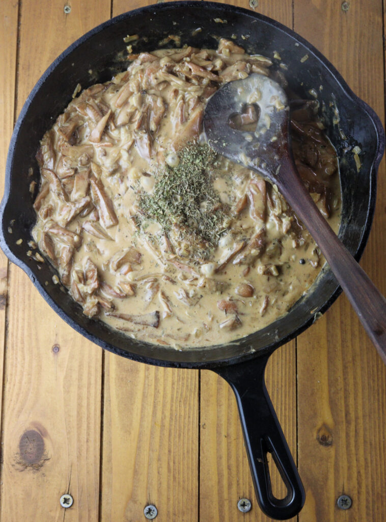 image of adding cream to the pan